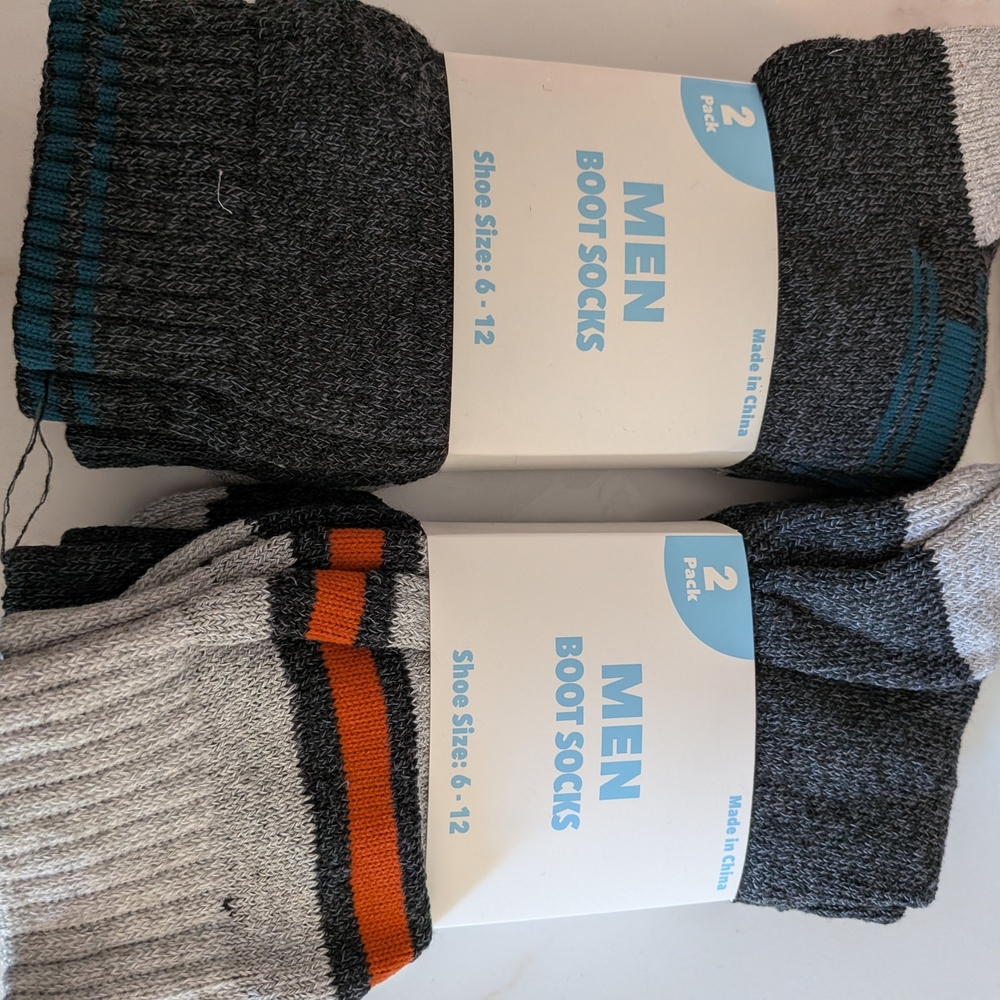 Source Unknown Men's Boot Socks 2-Pack - Gray and Orange